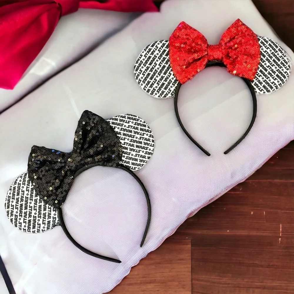Star Wars Inspired Sequin Mouse Ears Headband, Darth Vader, Stormtrooper, NEW